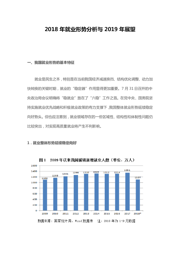 2018年就业形势分析与2019年展望