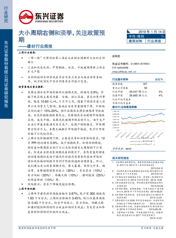建材行业周报：大小周期右侧和淡季，关注政策预期