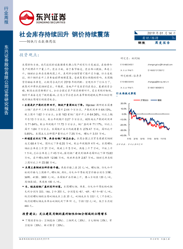 钢铁行业数据周报：社会库存持续回升 钢价持续震荡