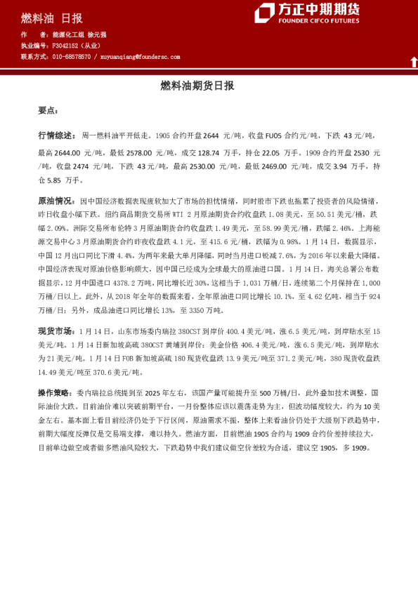 燃料油期货日报