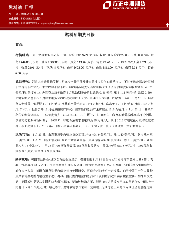燃料油期货日报