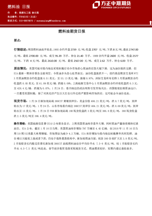 燃料油期货日报
