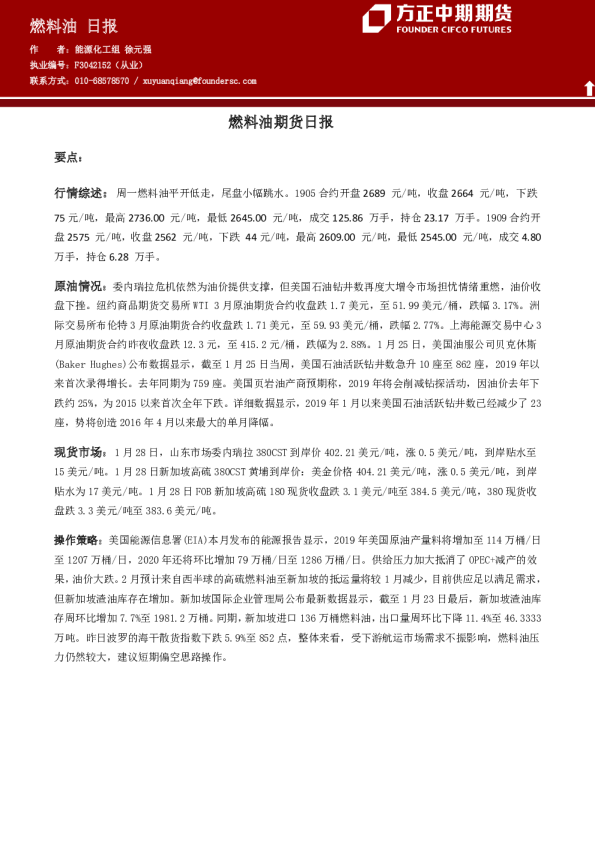 燃料油期货日报