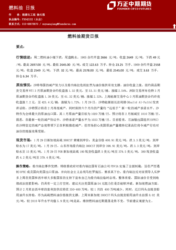 燃料油期货日报