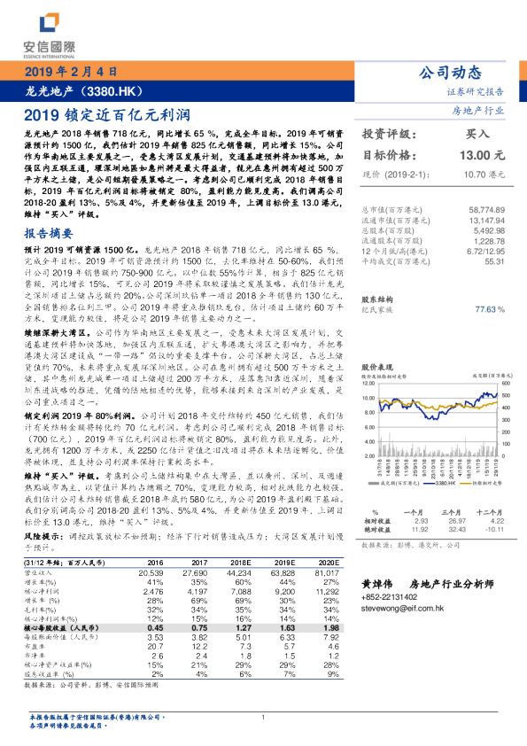 2019锁定近百亿元利润