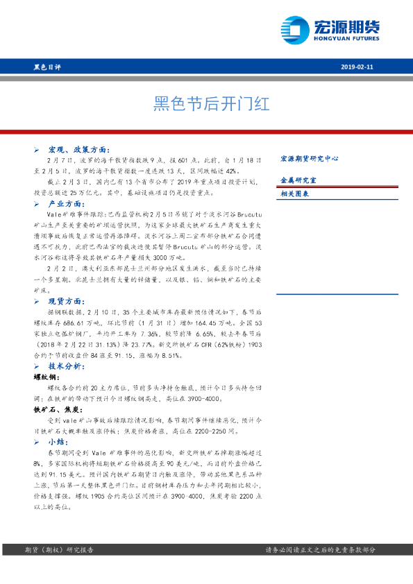 黑色日评：黑色节后开门红