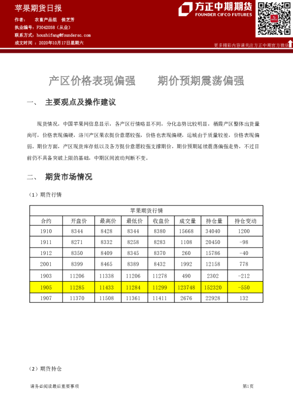 苹果期货日报
