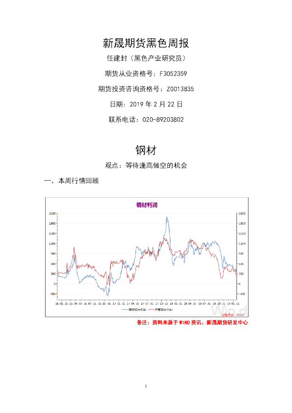 新晟期货黑色周报