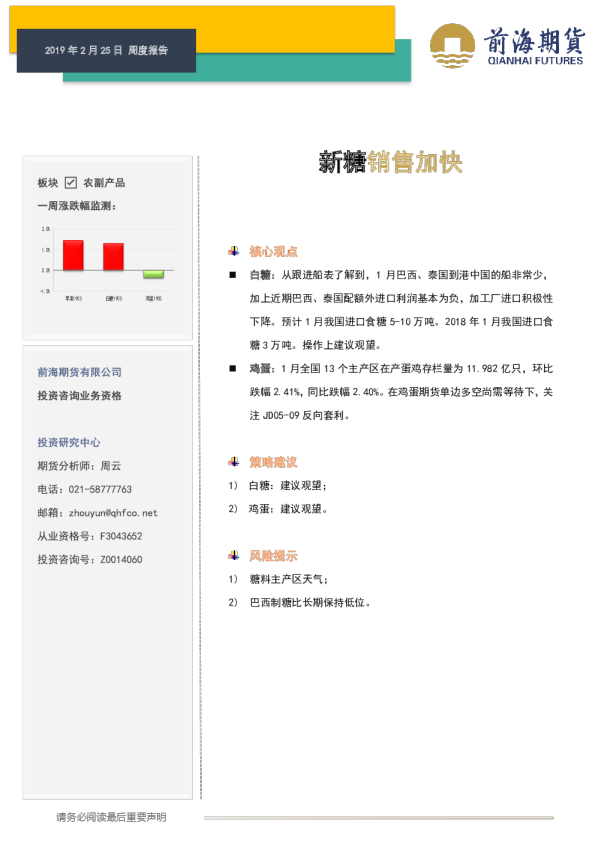 周度报告：新糖销售加快