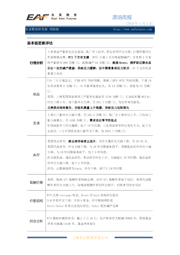 原油周报