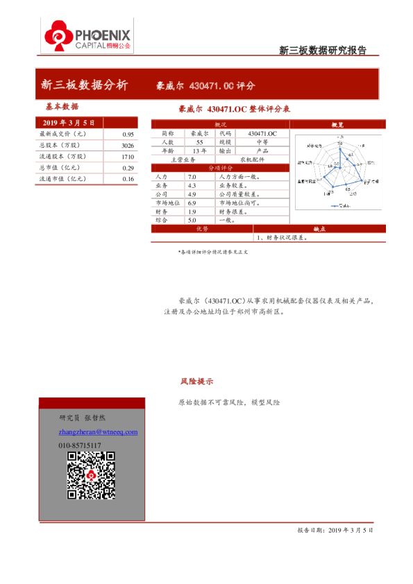 新三板数据分析：豪威尔