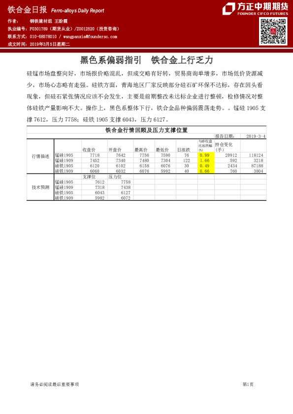 铁合金日报：黑色系偏弱指引 铁合金上行乏力