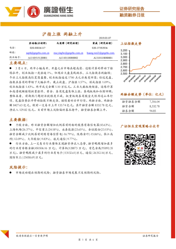 融资融券日报：沪指上涨，两融上升