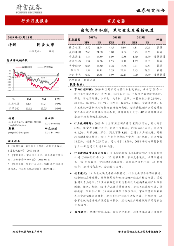 家用电器白电竞争加剧，黑电迎来发展新机遇
