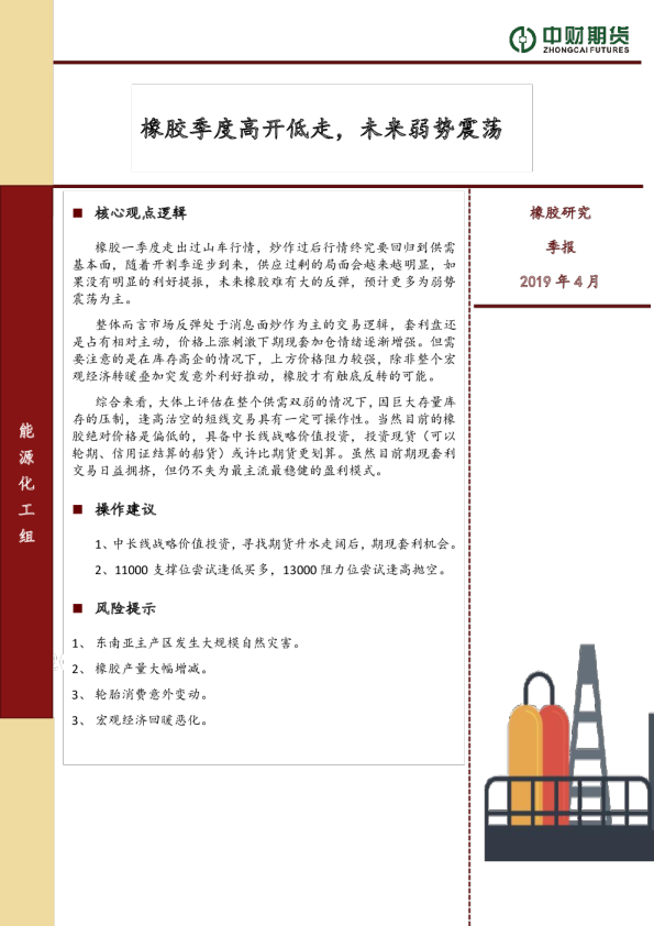 橡胶研究季报：橡胶季度高开低走，未来弱势震荡