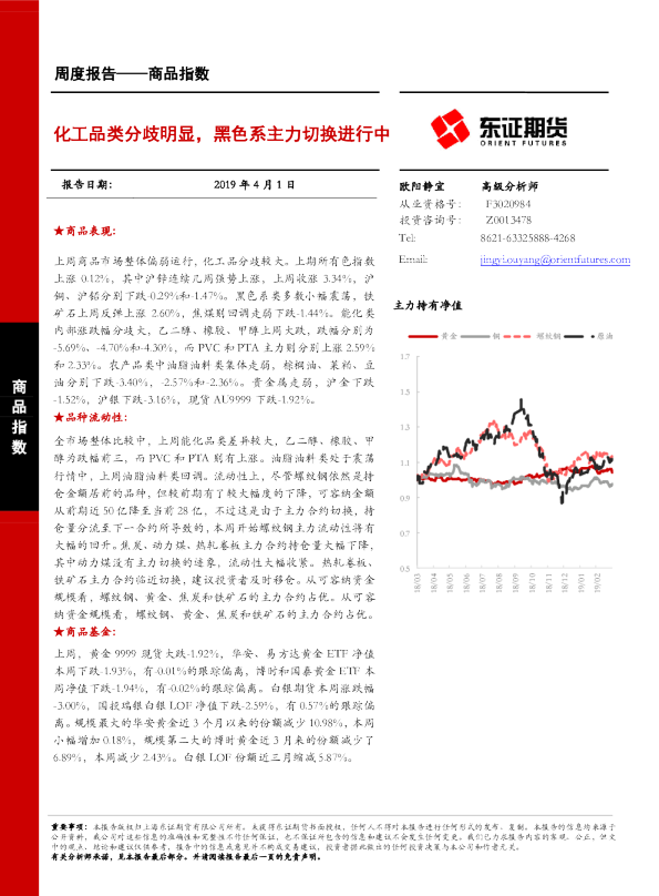 化工品类分歧明显，黑色系主力切换进行中