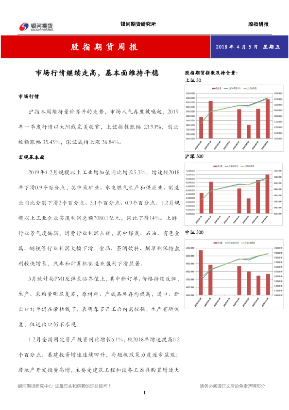 股指期货周报：市场行情继续走高，基本面维持平稳