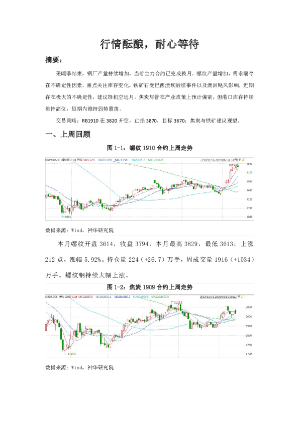 行情酝酿，耐心等待