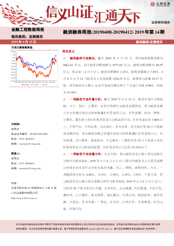 融资融券周报2019年第14期