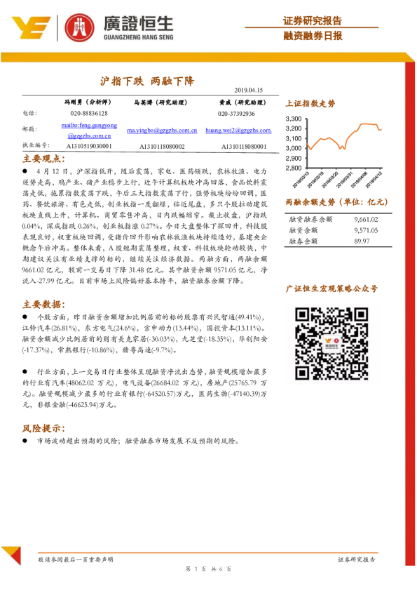 融资融券日报：沪指下跌 两融下降