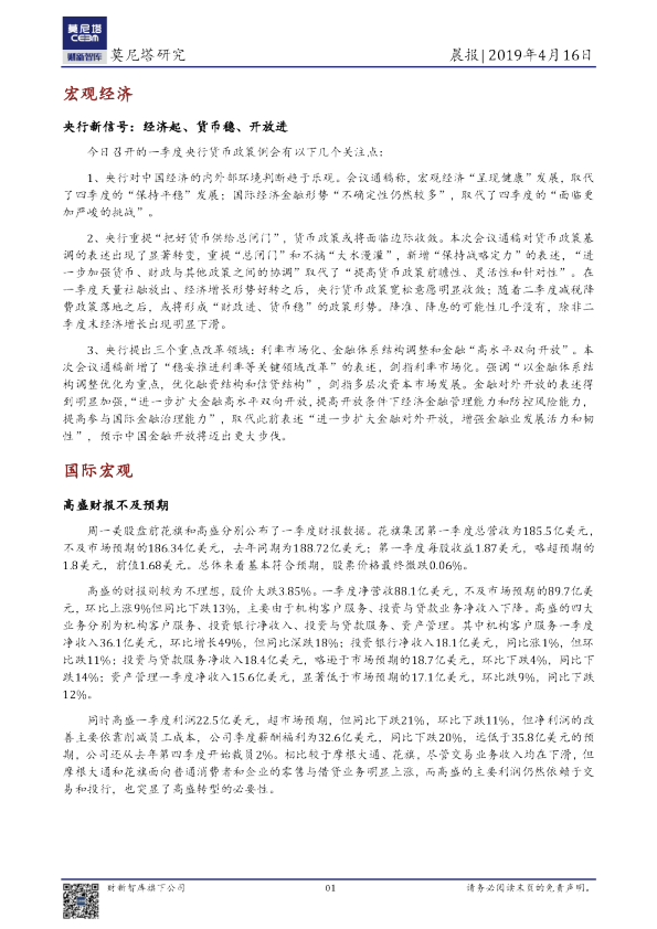 莫尼塔研究晨报