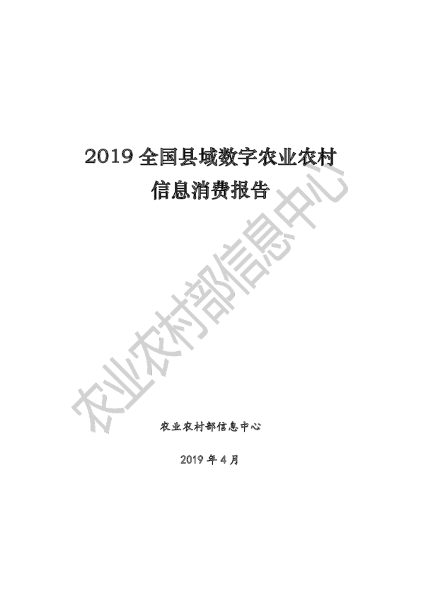2019全国县域数字农业农村信息消费报告