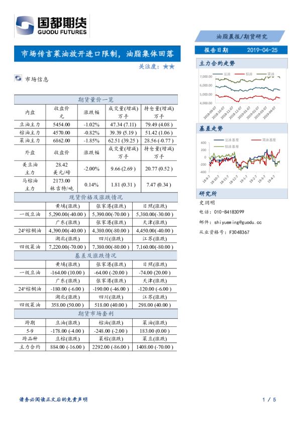 油脂晨报：市场传言菜油放开进口限制，油脂集体回落