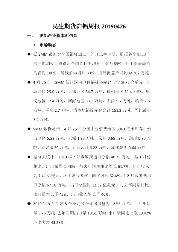 沪铝周报
