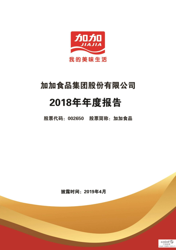加加食品：2018年年度报告