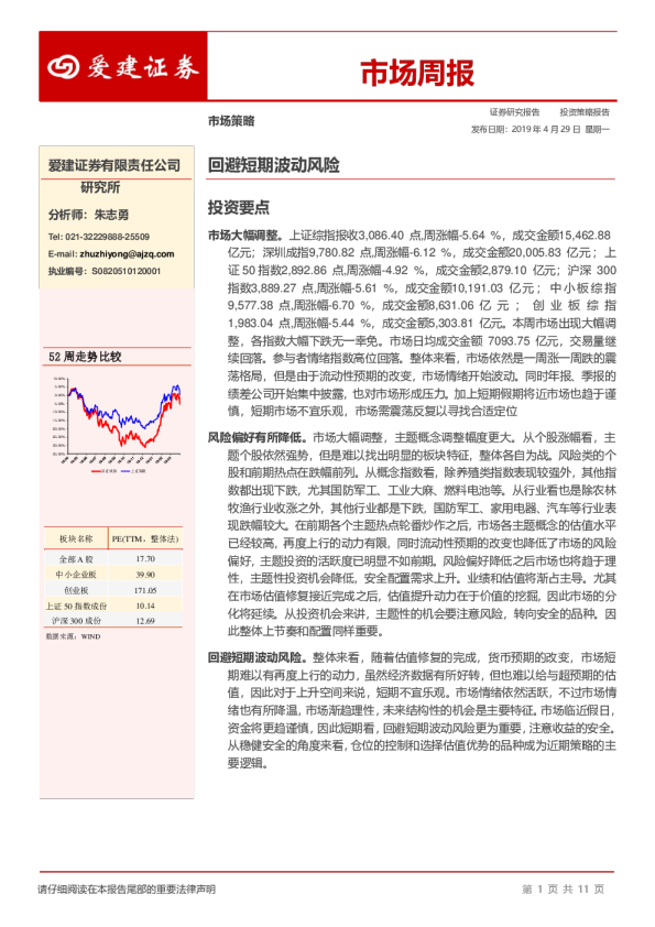 市场周报：回避短期波动风险