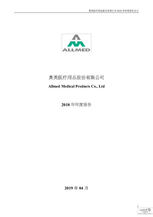 奥美医疗：2018年年度报告