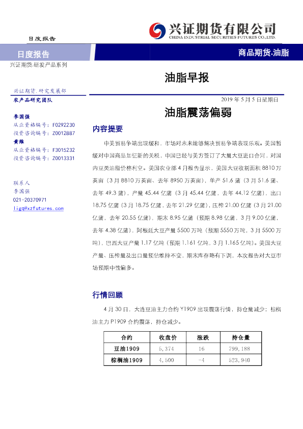 油脂早报：油脂震荡偏弱