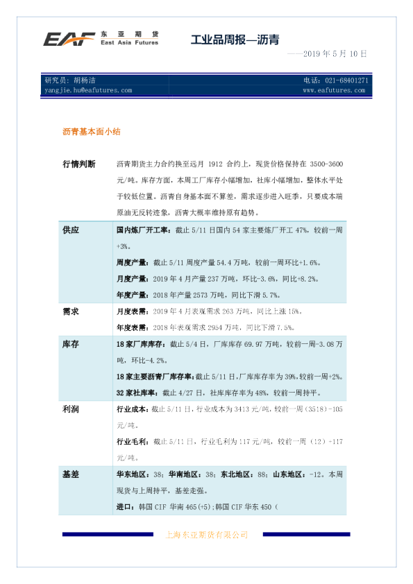 工业品周报—沥青