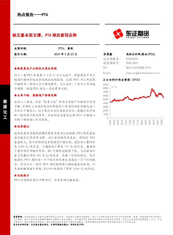缺乏基本面支撑，PTA难改疲弱走势