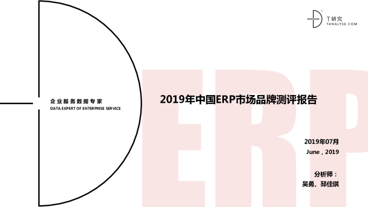2019年中国ERP市场品牌测评报告