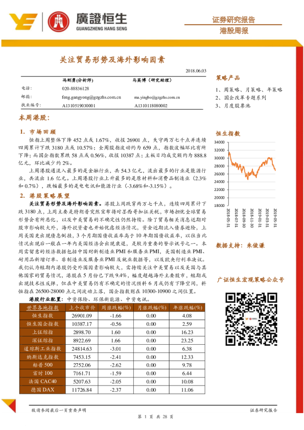 港股周报：关注贸易形势及海外影响因素