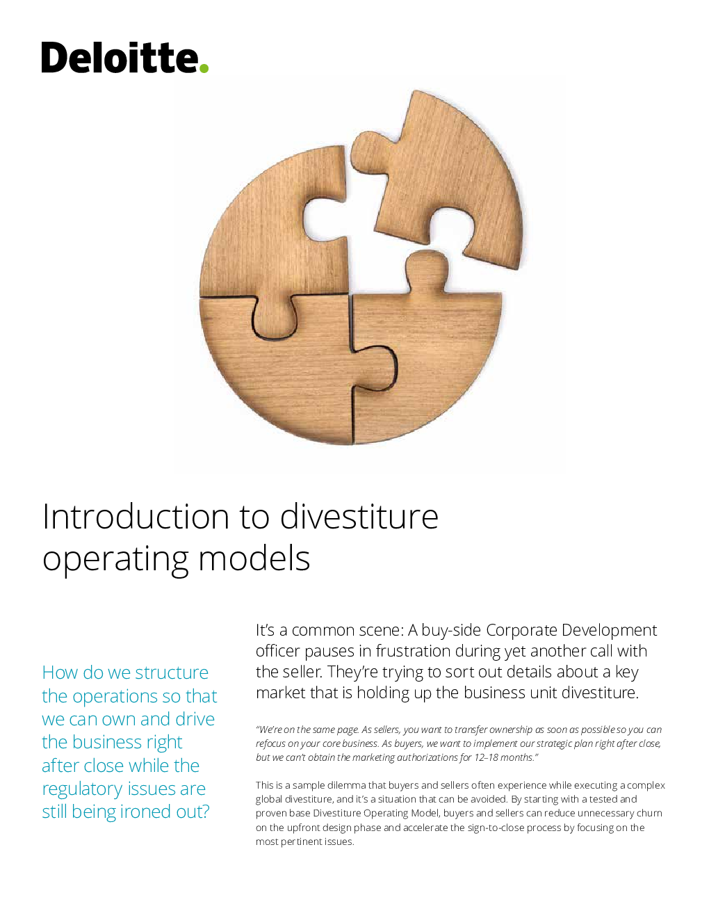 Introduction To Divestiture Strategy And Operating Models