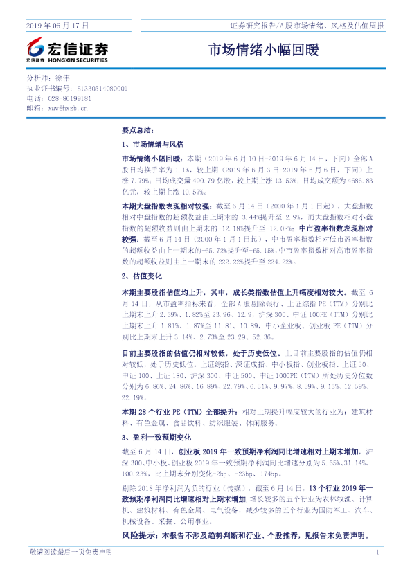 市场情绪小幅回暖