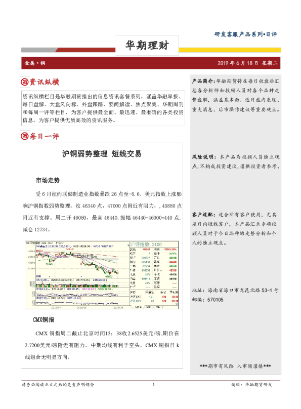 沪铜弱势整理，短线交易