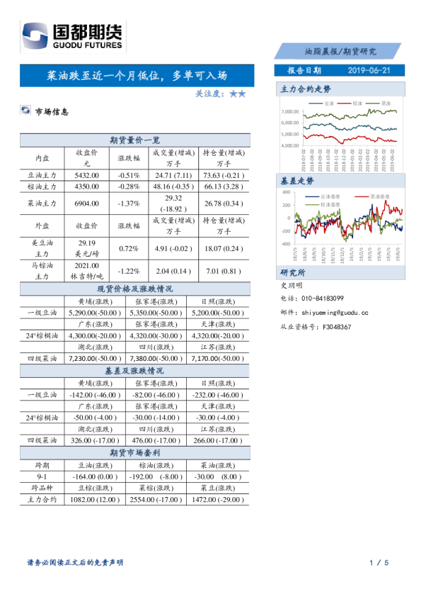 油脂晨报：菜油跌至近一个月低位，多单可入场