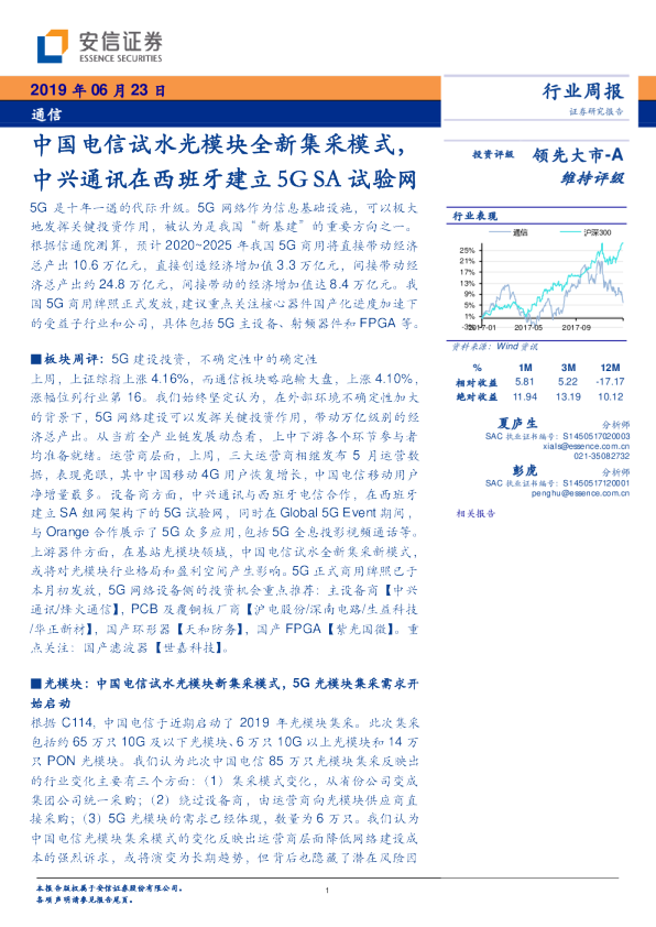中国电信试水光模块全新集采模式，中兴通讯在西班牙建立5GSA试验网