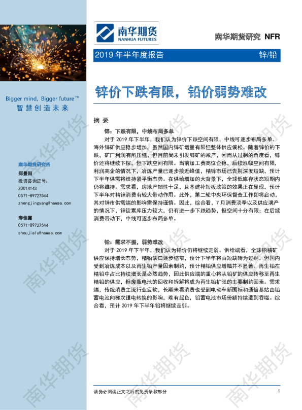 2019 年半年度报告 锌/铅