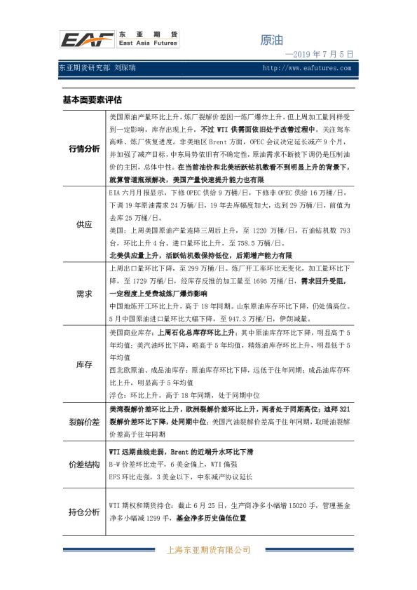 东亚期货基本面要素评估