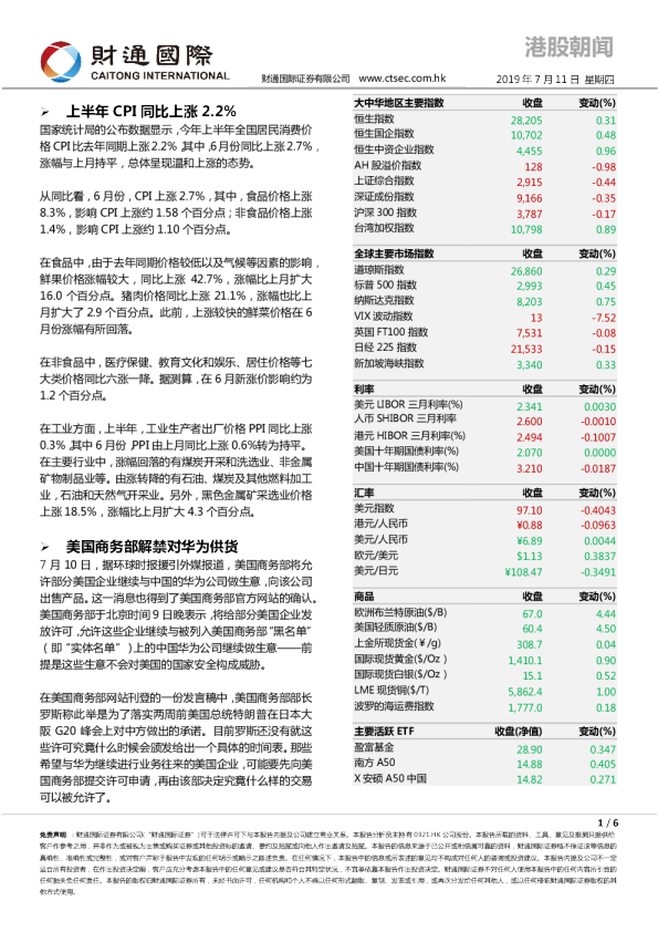 财通国际港股朝闻