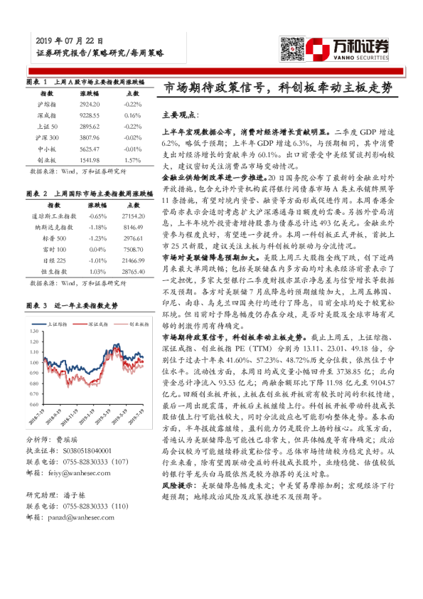 市场期待政策信号，科创板牵动主板走势