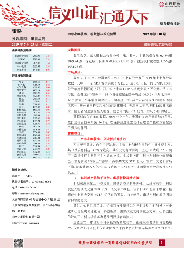 两市小幅收涨，科技板块或迎机遇