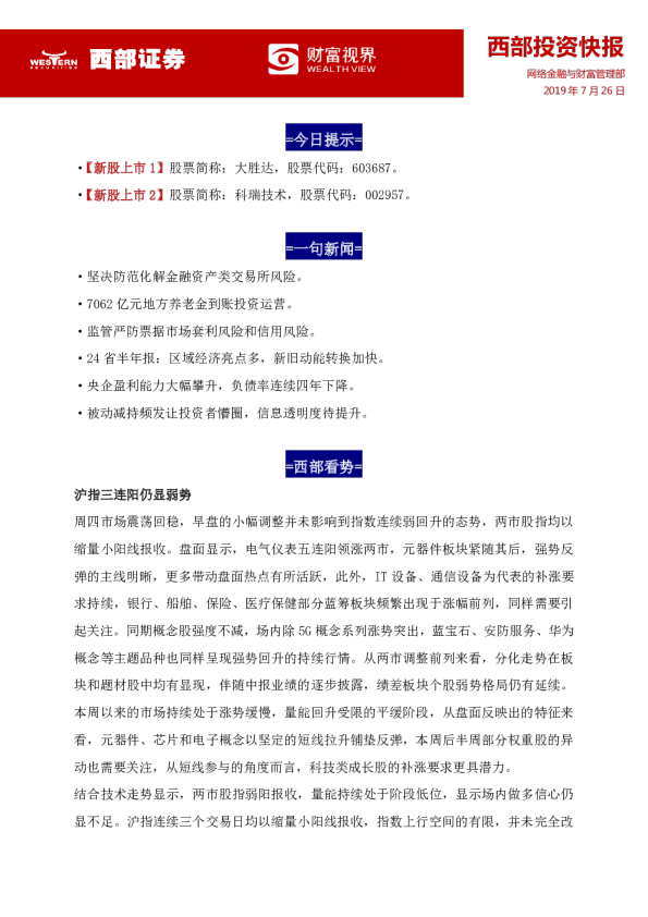 西部投资快报