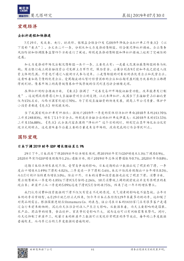 莫尼塔研究晨报