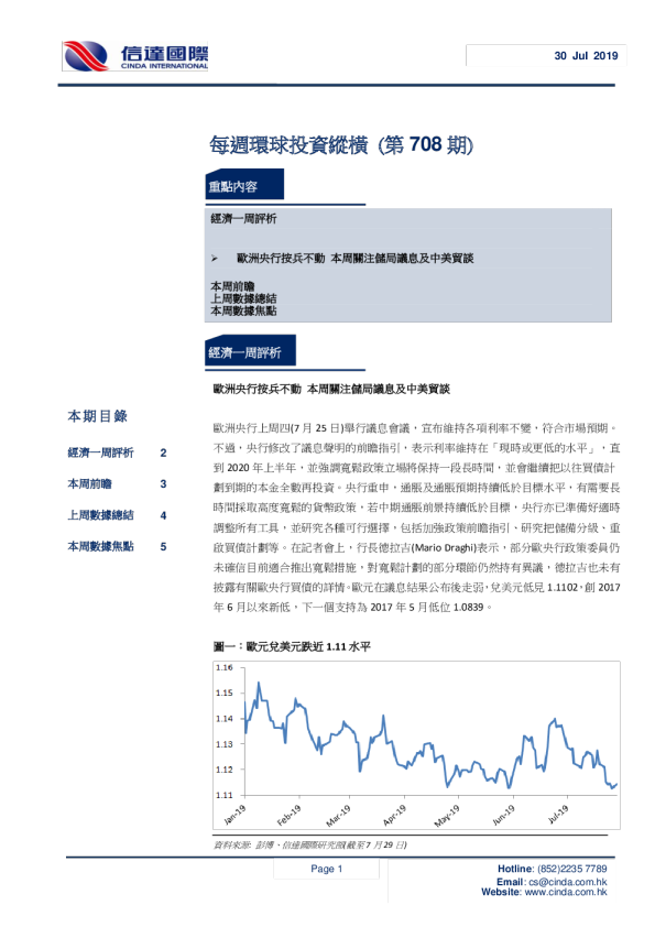 每周环球投资纵横（第708期）