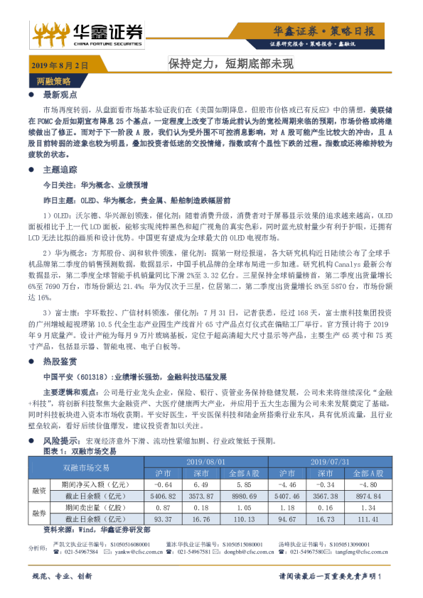 华鑫证券策略日报：保持定力，短期底部未现